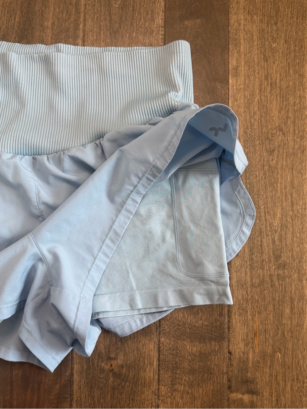 JoyLab Light Blue Athletic Running Shorts Wide Smocked Waist Style Medium - Picture 3 of 7